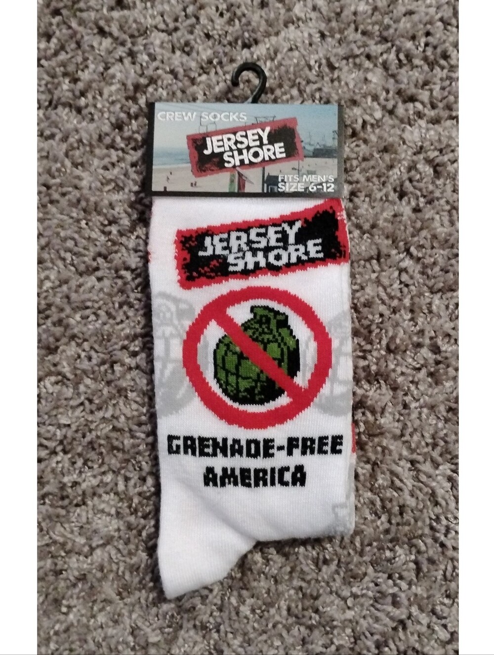 Official MTV Jersey Shore "Grenade-Free America" Men's Crew Socks (New with Tags